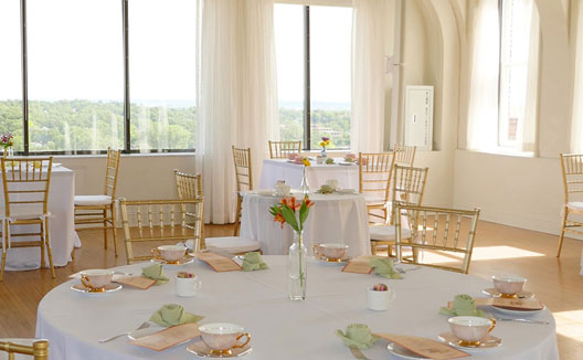 white tea room with a view