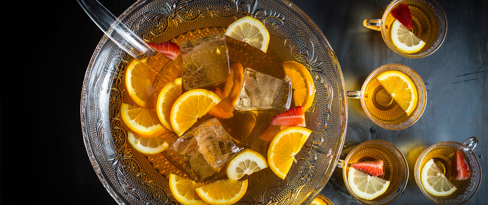 Large punch bowl with glasses